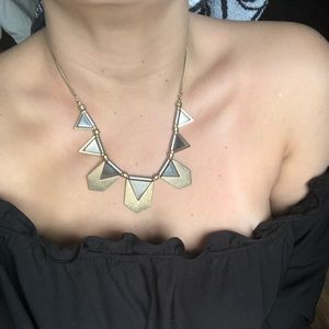 Aztec metal gold and silver necklace